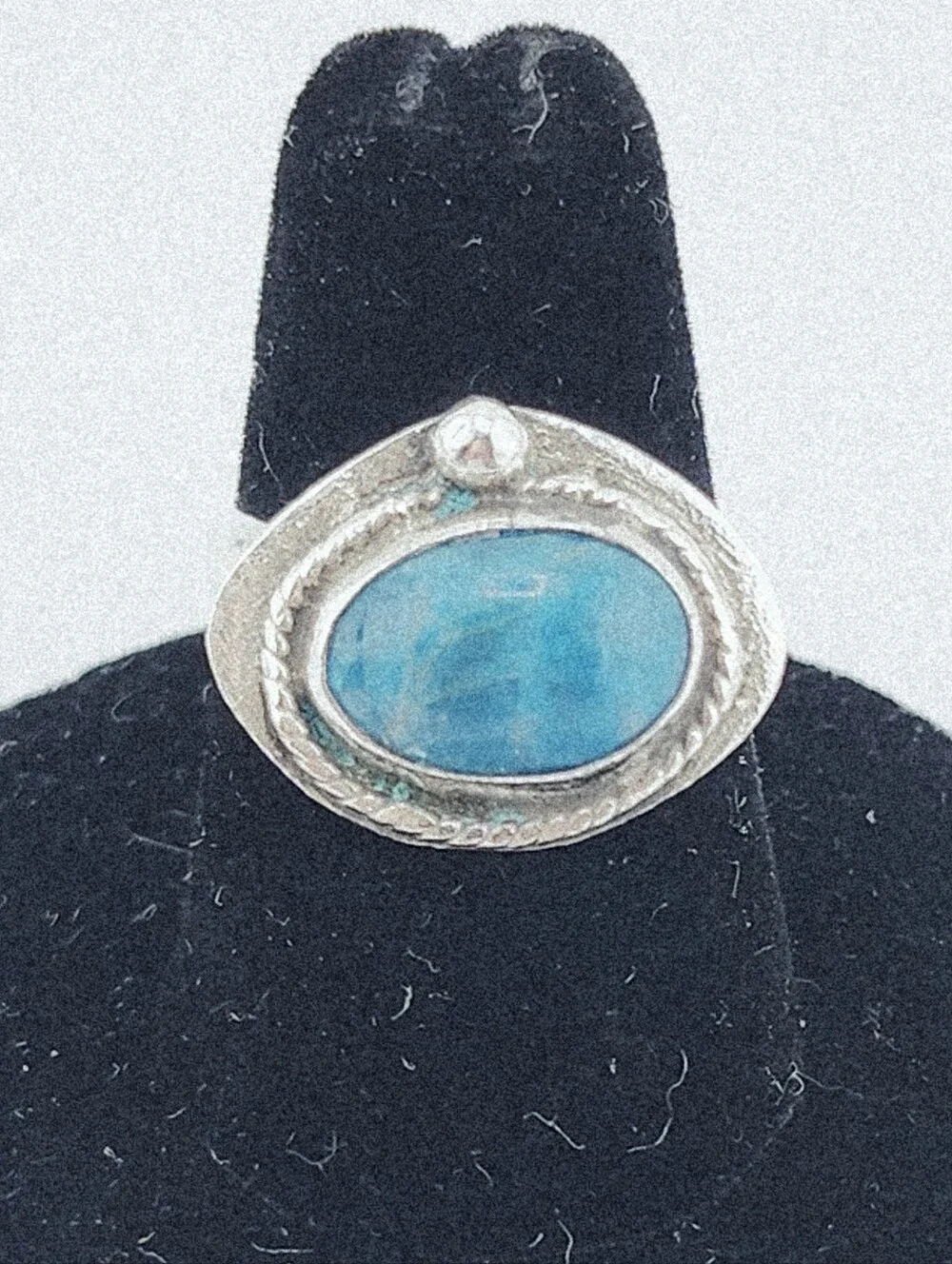 BLUE APATITE OVAL RING GEMSTONE HANDMADE RING IN STERLIN SILVER METAL UNISEX 6
